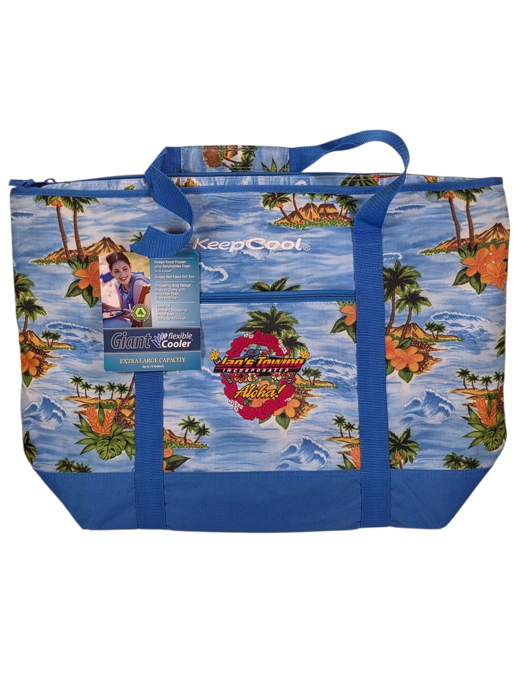 Keep Cool Insulated Reusable Shopping Bag Giant Cooler ALOHA BLUE 25 X 17 RARE